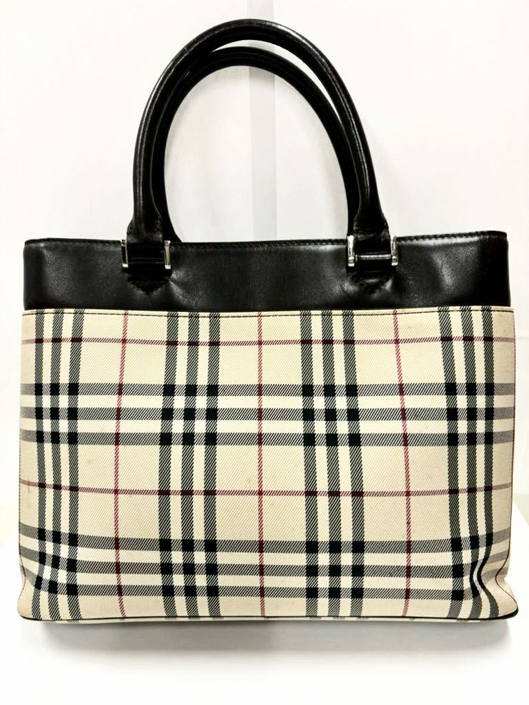 BURBERRY バーバリー ノバチェック トートバッグ キャンバス レザー ブラウン ベージュ _画像5