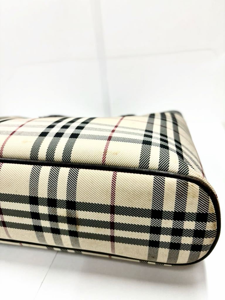 BURBERRY バーバリー ノバチェック トートバッグ キャンバス レザー ブラウン ベージュ _画像7