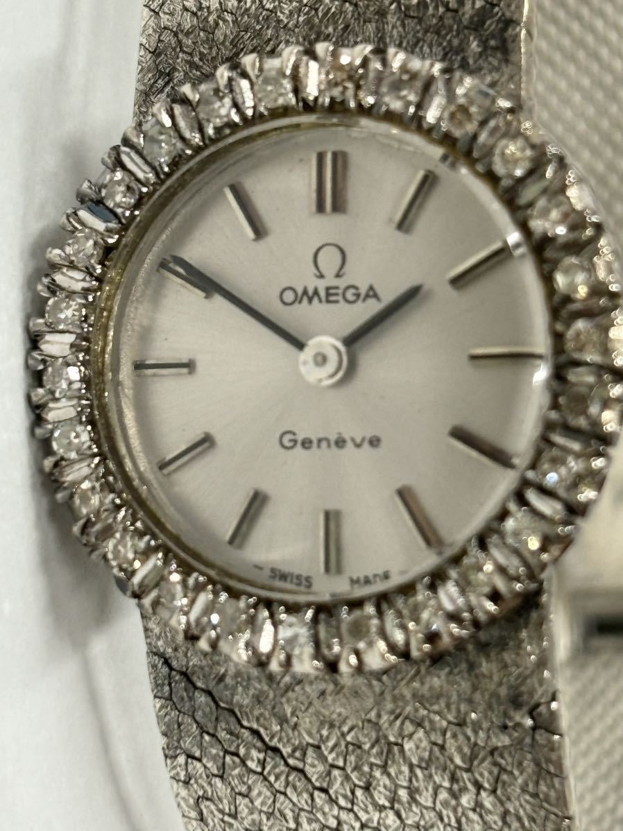 OMEGA オメガ Geneve ジュネーブ ダイヤベゼル レディース 腕時計 手巻式 稼働品 アンティークの画像1