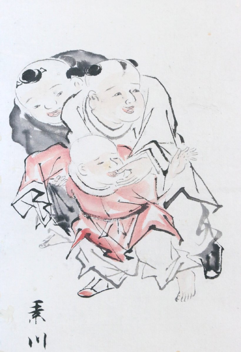 【模写】　狩野素川　幕府表絵師　唐子図　紙本軸装　掛軸　書画　日本画_画像3