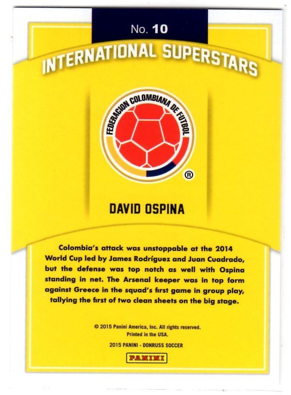 超レア！25枚限定！ David Ospina(ダビド・オスピナ) 2015 Donruss International Superstars Green Soccer Ball 04/25 コロンビア代表!!_画像2