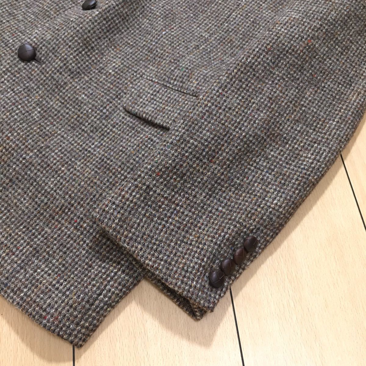 美品★大きいサイズ ハリスツイード ツイード ジャケット Harris Tweed テーラード クルミ釦 ミックスツイード メンズ 秋冬 3L位 A318の画像5