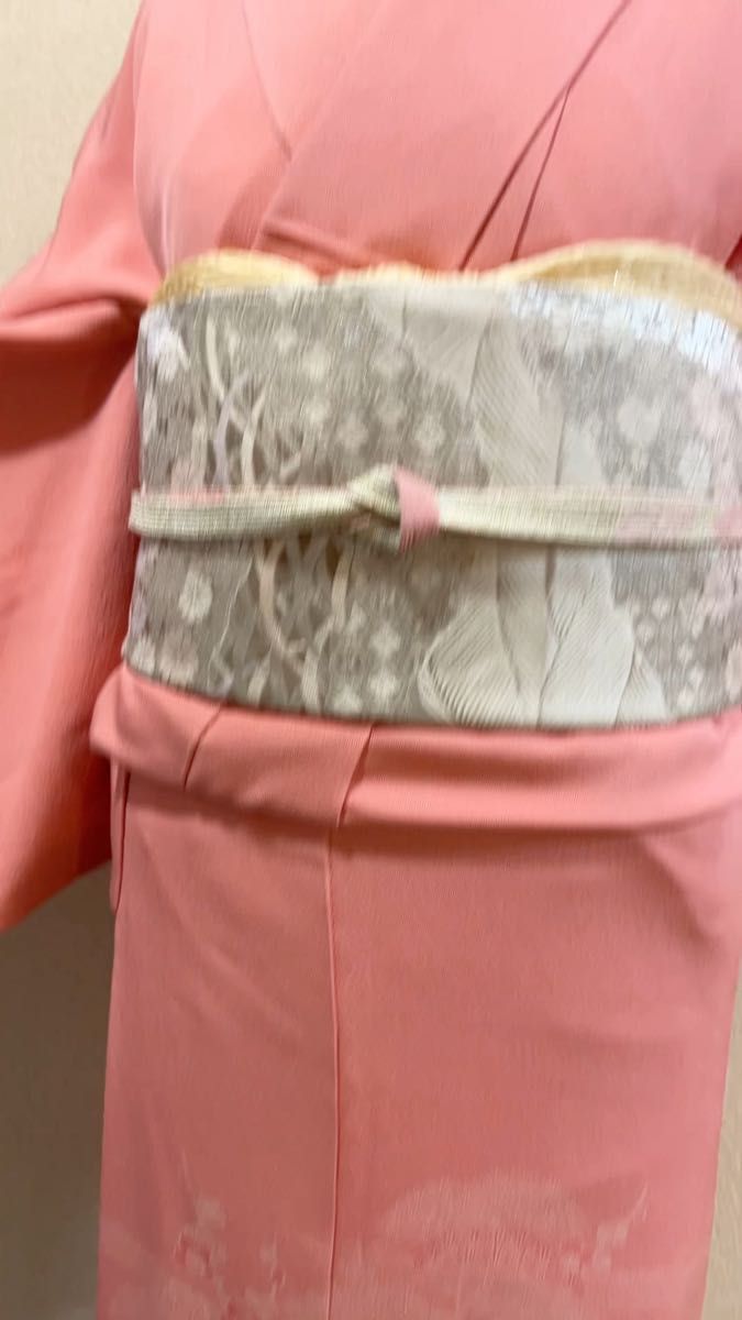 正絹 着物 付下げ ピンク色 卒業式 入学式 花模様