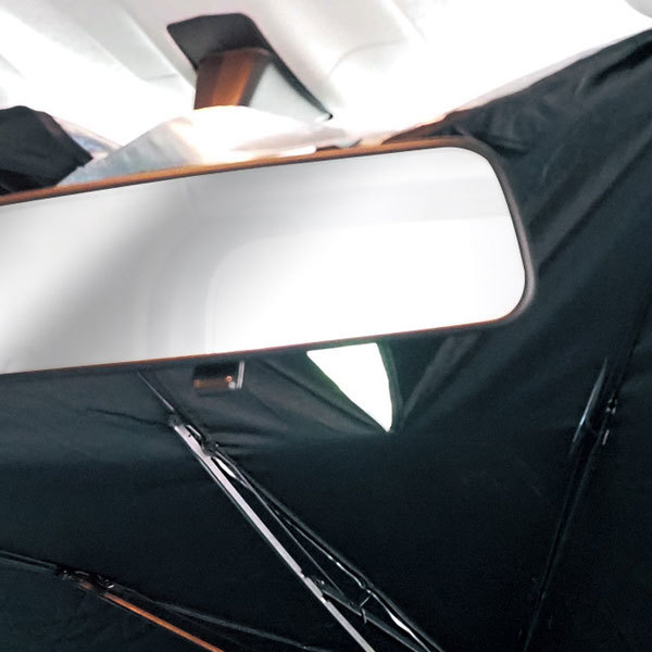 HAC(ハック) 傘型サンシェード ブラック 普通車/ミニバンタイプ UVカット 132×40cm 傘のようにパッと開くだけ HAC3961_画像4