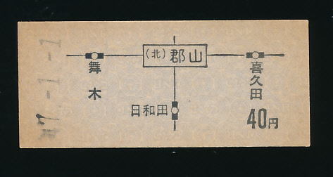 ■9082★郡山駅発行乗車券（東北本線）★国鉄・未使用・硬券（発売当時４０円）★昭和４７年発行■_画像1