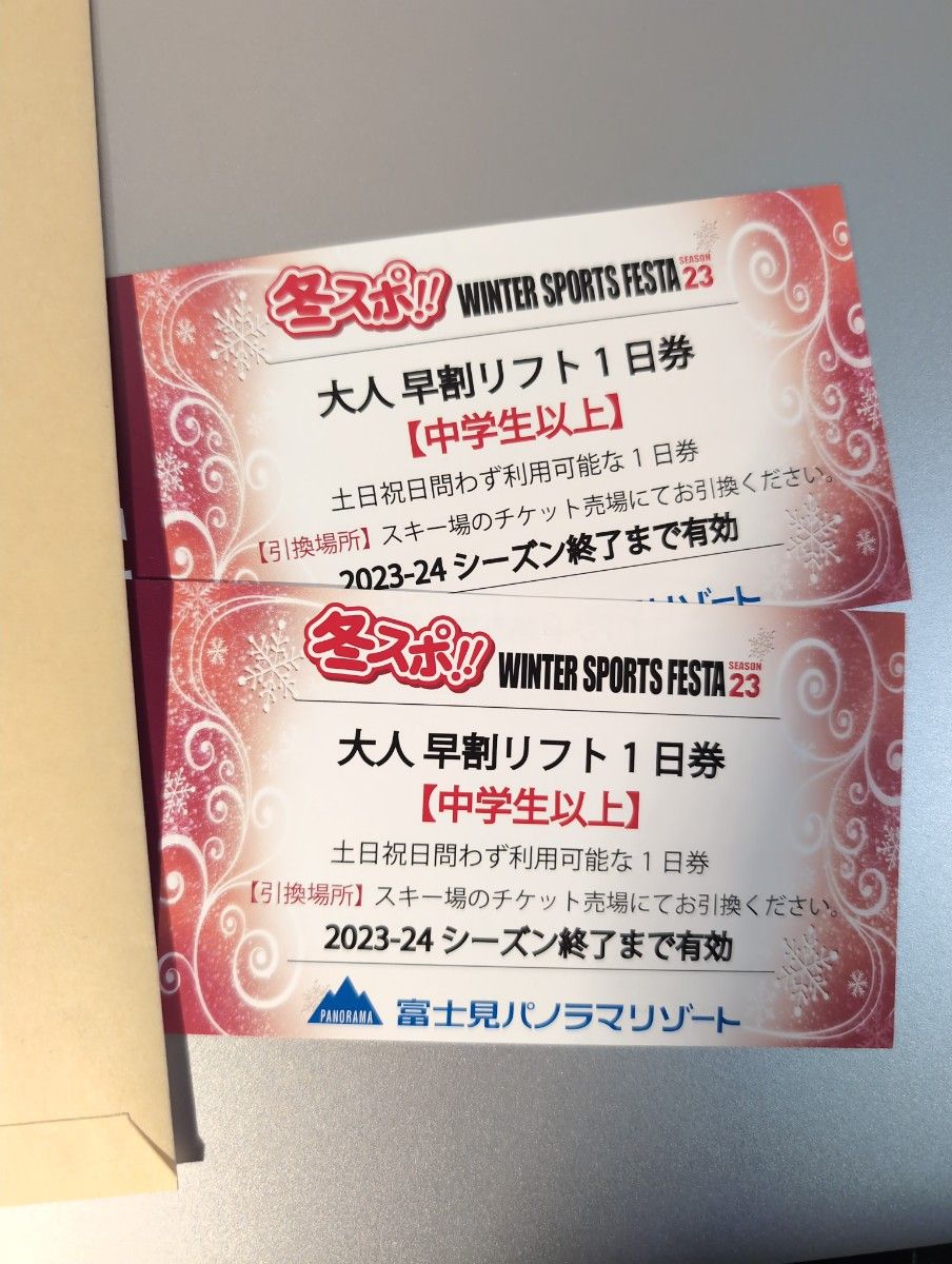 富士見パノラマ スキー場 1日リフト券2枚 - スキー場