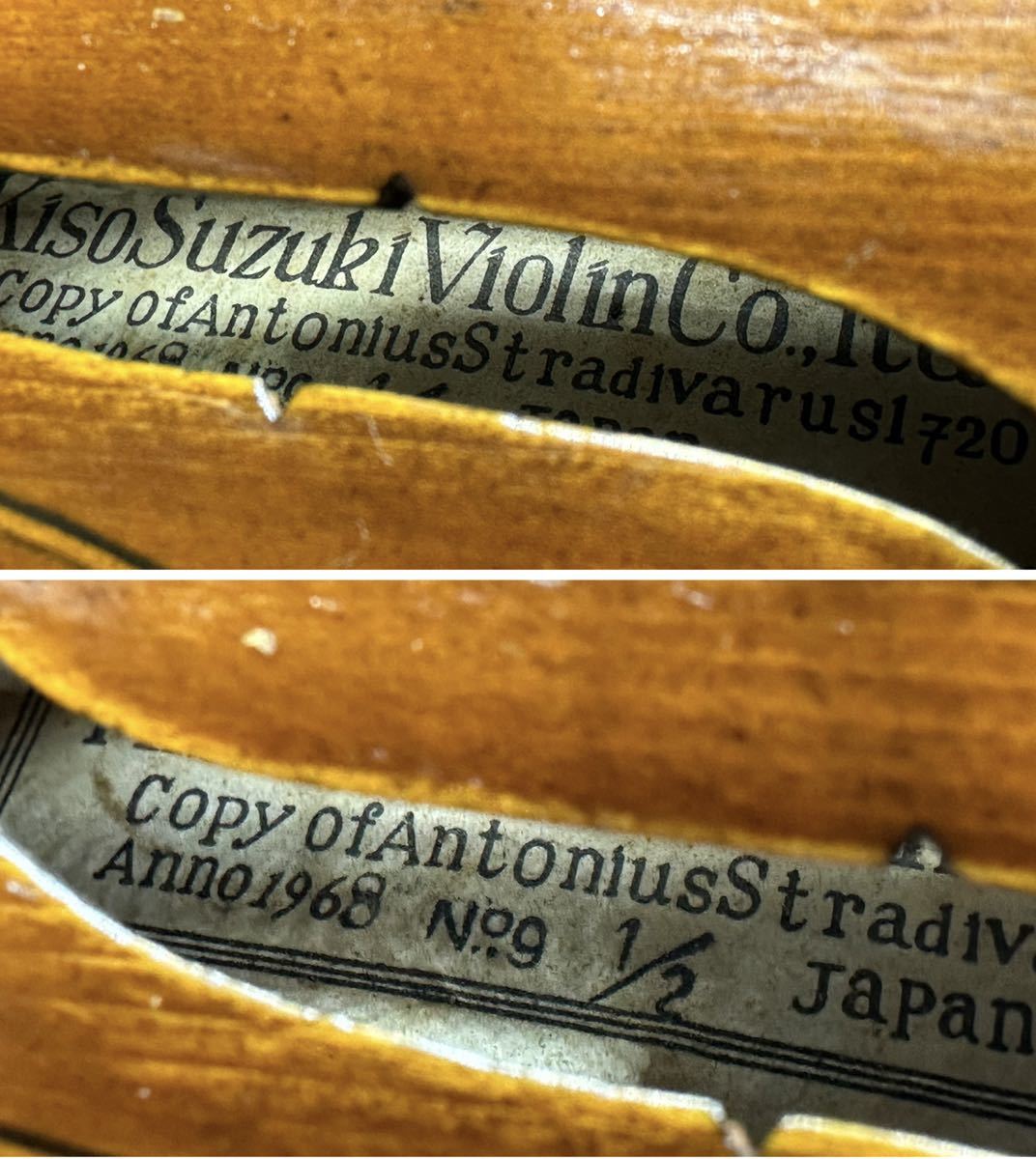 KISO SUZUKI バイオリン No9 ストラディバリウス Stradivarius 1968年 1/2 木曽 鈴木 キソ スズキ ケースつき_画像9