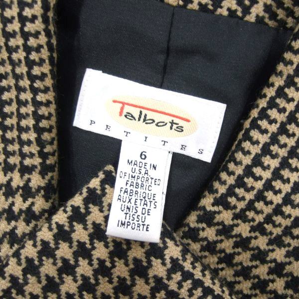 美品/タルボット Talbots テーラードジャケット 表記 6号 M 相当 茶 ブラウン レディース 秋 冬 アウター グレンチェック柄 毛100 ウール_画像5