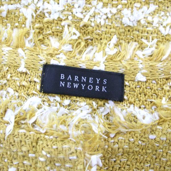 美品/バーニーズニューヨーク BARNEYS NEWYORK ノーカラージャケット 表記 40号 L 相当 黄色 レディース 秋 冬 アウター ツイード フリンジ_画像5