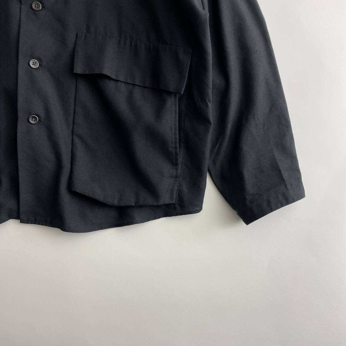 【2019ss/美品】marka -Wide Shirt Jacket- size/1 (p) マーカ ワイド シャツ ジャケット 長袖 アウター リネン オープン 開襟 ブラック 黒_画像6
