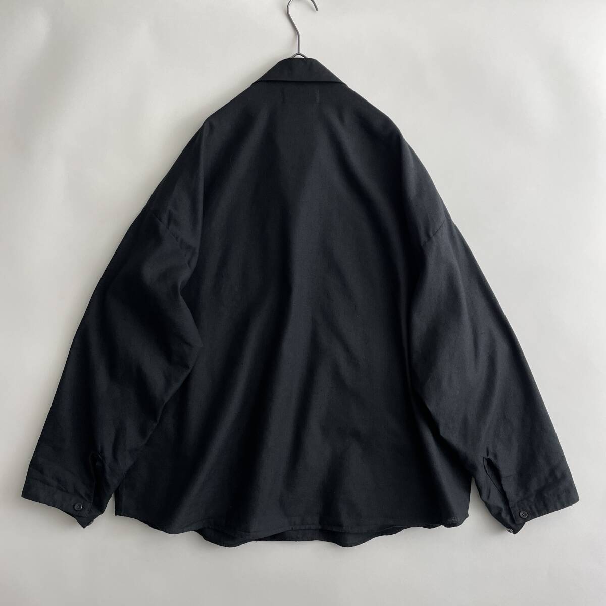 【2019ss/美品】marka -Wide Shirt Jacket- size/1 (p) マーカ ワイド シャツ ジャケット 長袖 アウター リネン オープン 開襟 ブラック 黒_画像4