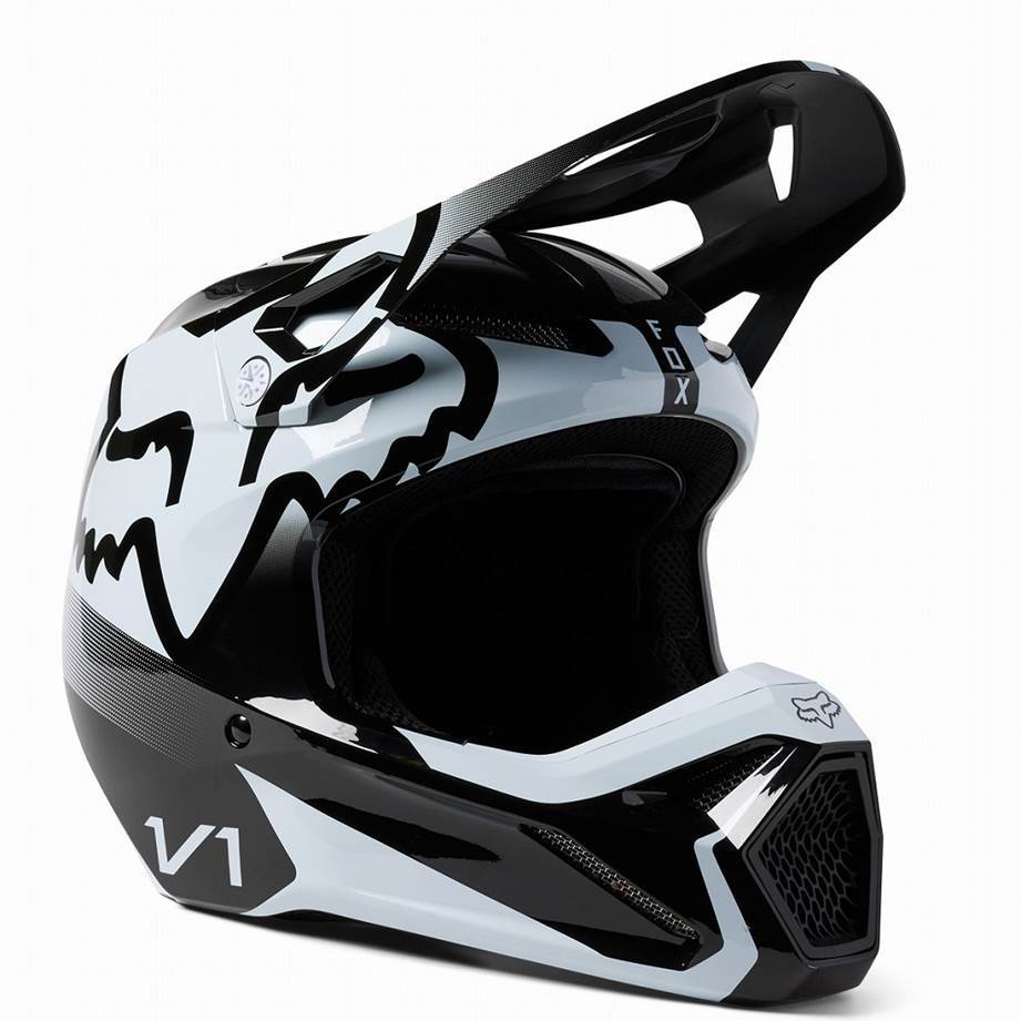 FOX 29729-018-YL ユース V1ヘルメット リード ブラック/ホワイト L(52-53cm) キッズ 子供用 フルフェイス ダートフリーク_画像1