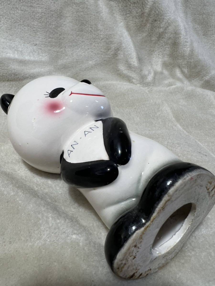 C664 昭和レトロ 陶器 人形 パンダ RUNE風 貯金箱 置物 AN.AN コレクション 当時物 レトロ可愛い の画像3