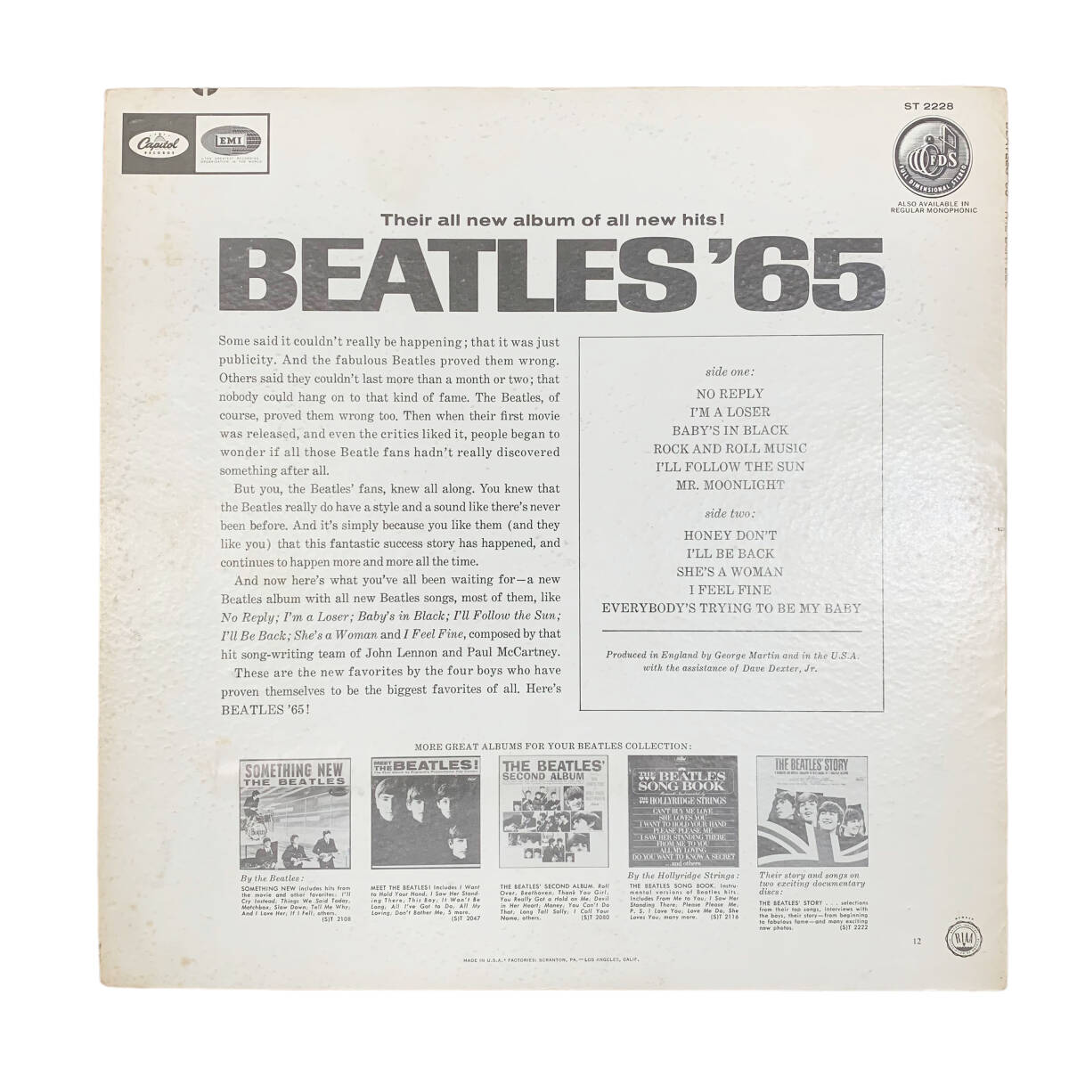24C123_2 【LPレコード】 The BEATLES ビートルズ BEATLES'65 ST-2228 アナログ盤 現状品 中古の画像2