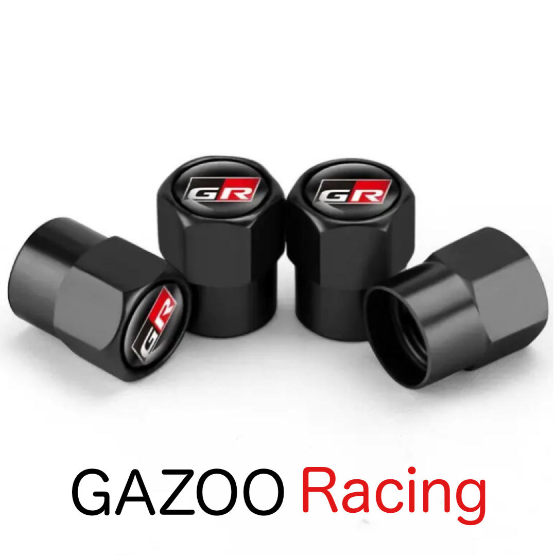 送料無料 4個セット ブラック GAZOO Racing エアーバルブ キャップ カバー ガズーレーシング エアバルブ GR グッズ 外装品 parts パーツ._画像1