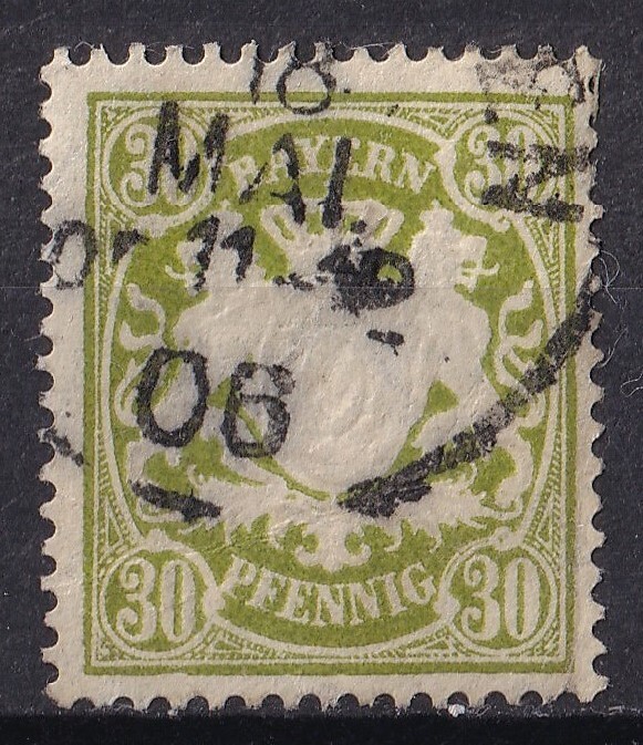1900年旧ドイツ バイエルン 紋章図案切手 30Pf._画像1