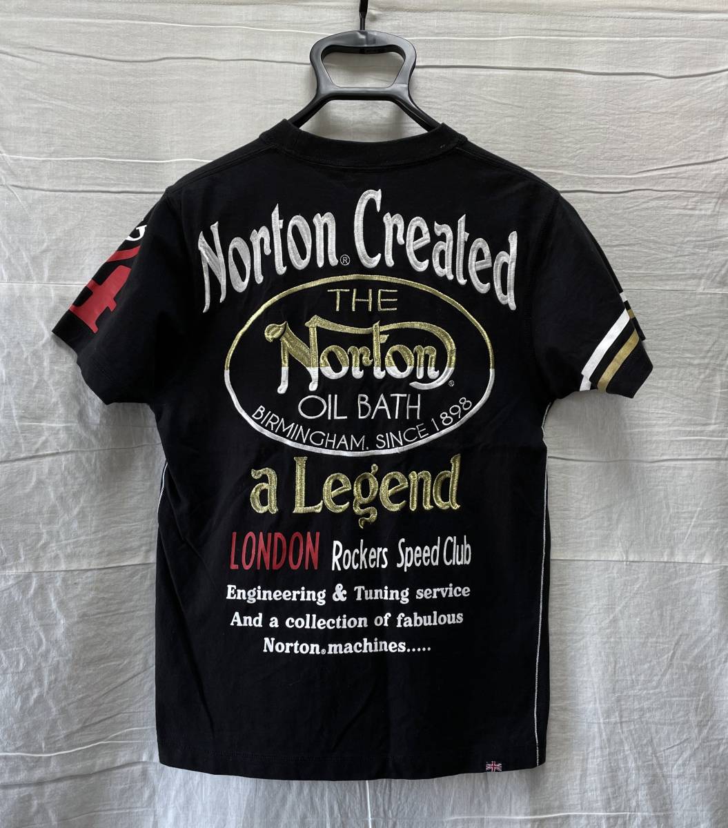 Norton MOTORCYCLE ノートン Tシャツ Mサイズ 刺繍 ロゴの画像3