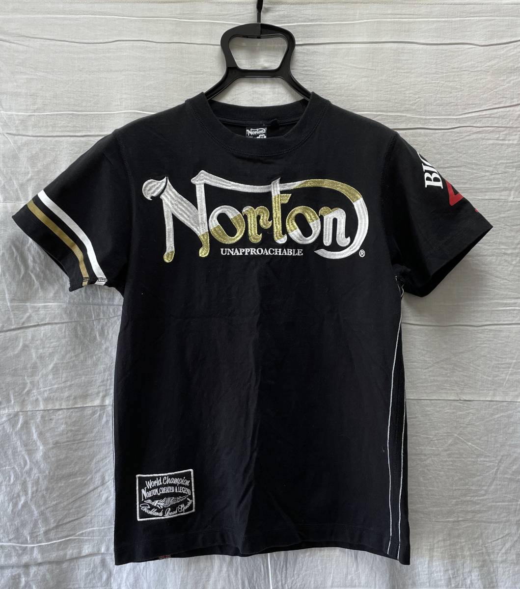 Norton MOTORCYCLE ノートン Tシャツ Mサイズ 刺繍 ロゴの画像2