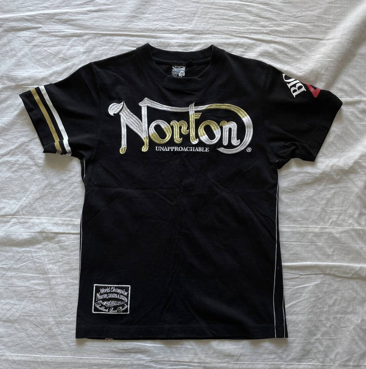 Norton MOTORCYCLE ノートン Tシャツ Mサイズ 刺繍 ロゴの画像4