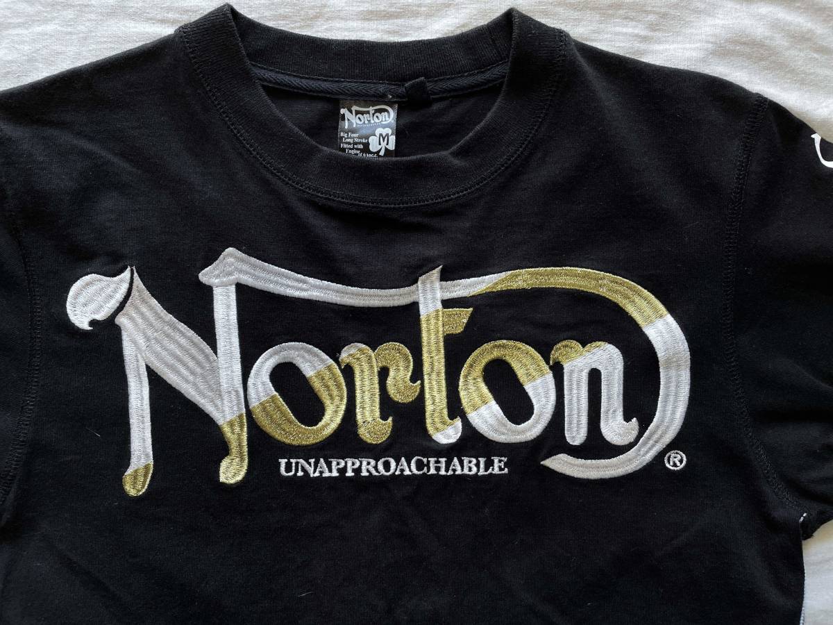 Norton MOTORCYCLE ノートン Tシャツ Mサイズ 刺繍 ロゴの画像5