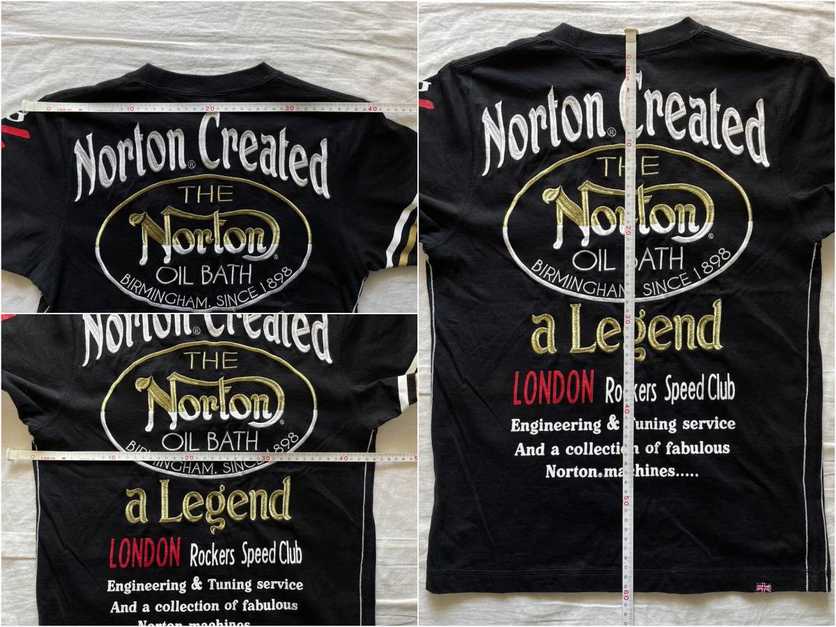 Norton MOTORCYCLE ノートン Tシャツ Mサイズ 刺繍 ロゴの画像9