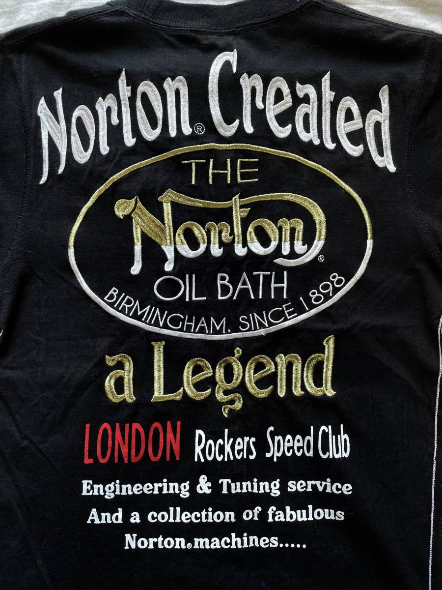 Norton MOTORCYCLE ノートン Tシャツ Mサイズ 刺繍 ロゴの画像8