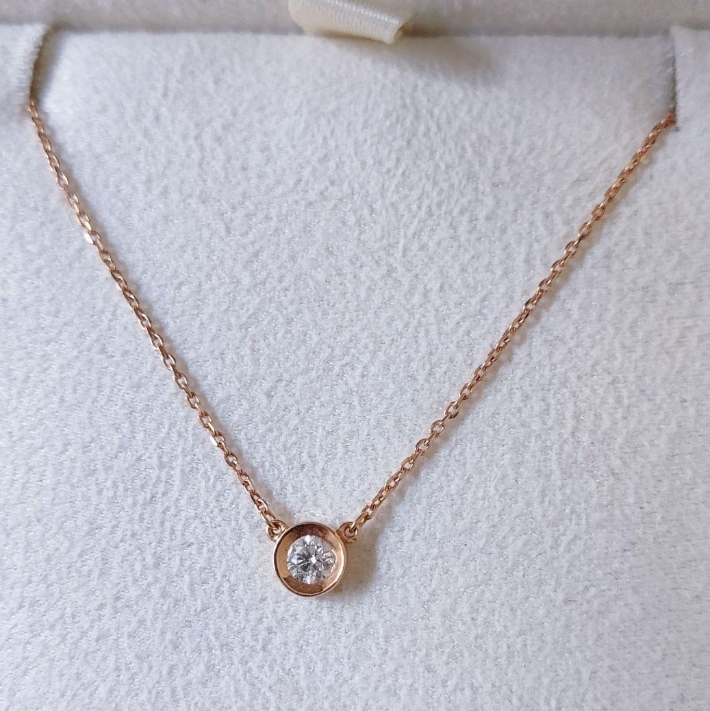 4℃ ダイヤモンド ネックレス K18PG 0.10ct 1.4g