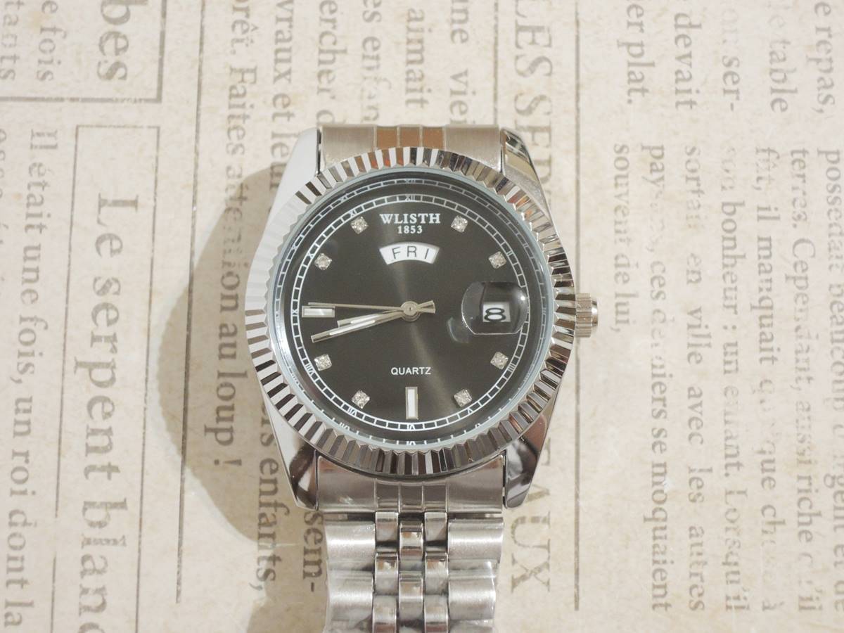◆ WLISTH クオーツ式 デイデイト　腕時計　銀色