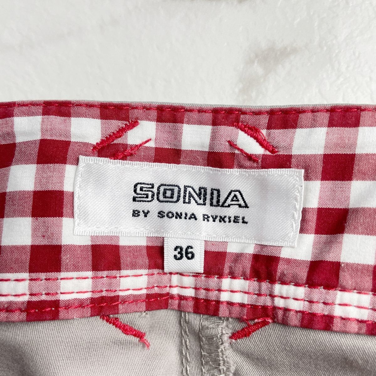 美品 SONIA RYKIEL ソニア リキエル カラースキニーパンツ ロゴ刺繍 ボトムス レディース グレー サイズ36*LC1426_画像6