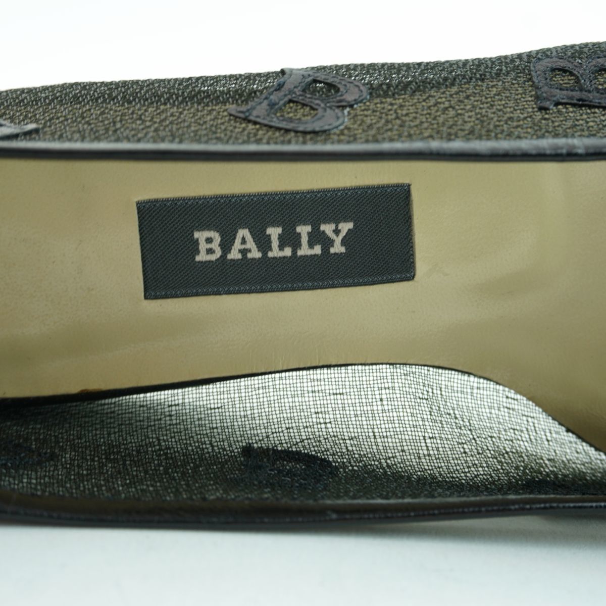 美品 BALLY バリー 6 1/2 23.5 パンプス イタリア製 ヒール スクエアトゥ リボン メッシュ レザー 黒 ブラック/MC51_画像6