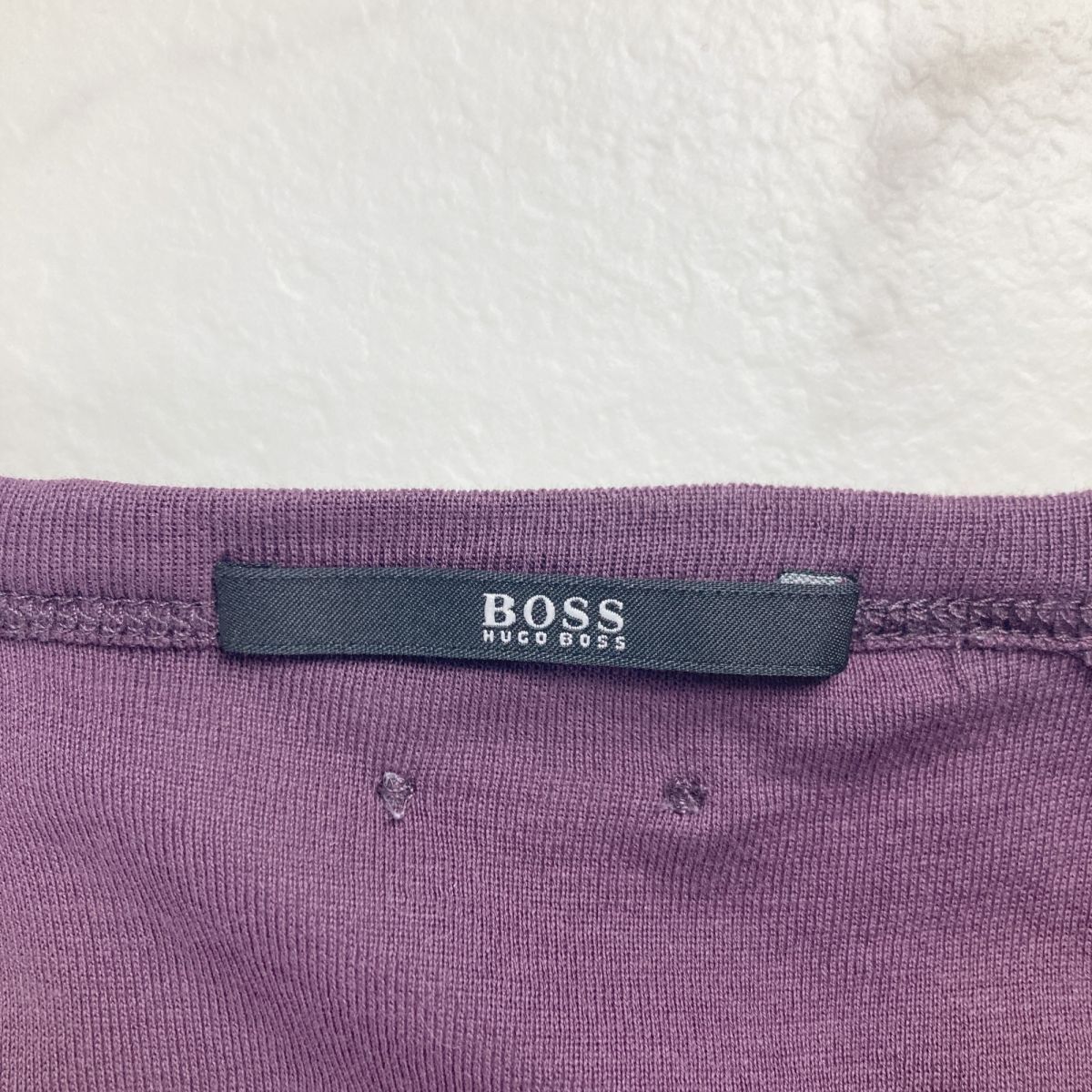美品 HUGO BOSS ヒューゴボス フレンチスリーブ シルク混 半袖Tシャツ カットソー トップス レディース 紫 パープル サイズS*MC317の画像5