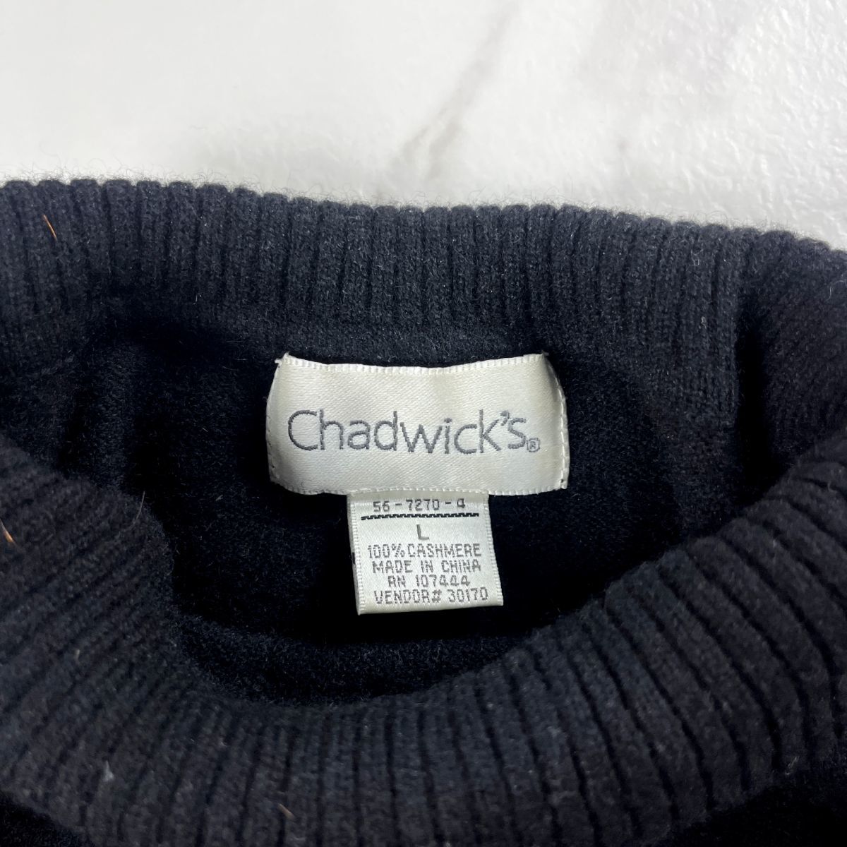 美品 CHADWICK'S チャドウィック カシミヤ100% タートルネック長袖ニットセーター トップス レディース 黒 ブラック サイズL*MC311の画像5