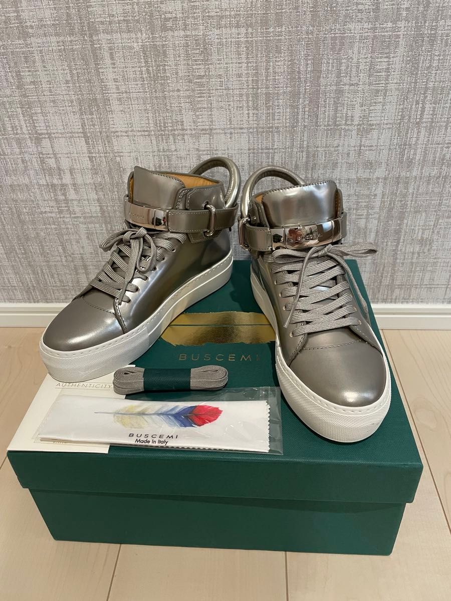 BUSCEMI ブシェミ 海外セレブ愛用 100MM ハイカット スニーカー BUSCEMI ブシェミ 新品 100mm ハイカット レザースニーカー 35