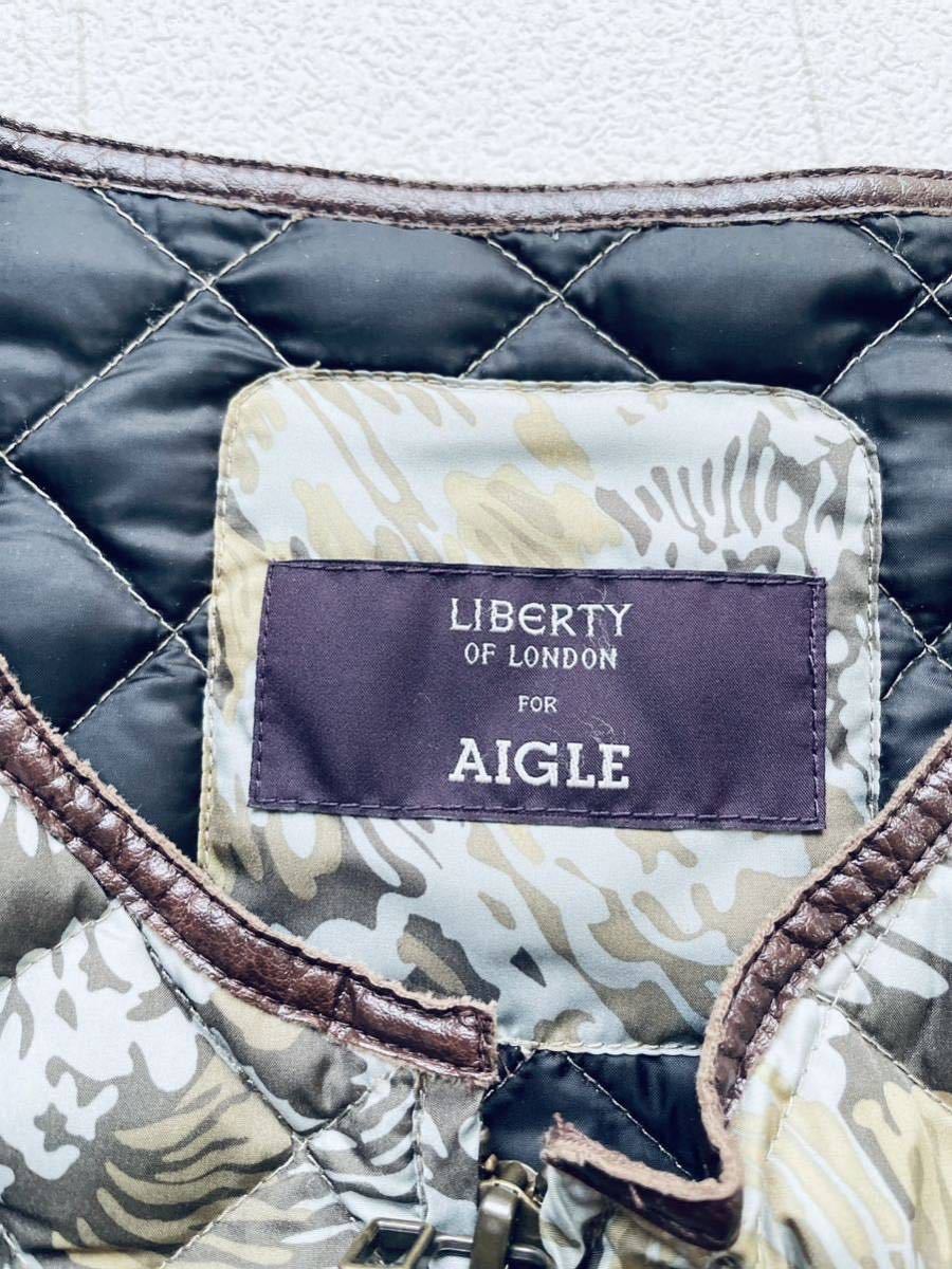 AIGLE × LIBERTYコラボ　キルティングライトダウンジャケットM美中古　エイグル×リバティ/ボタニカル柄_画像6