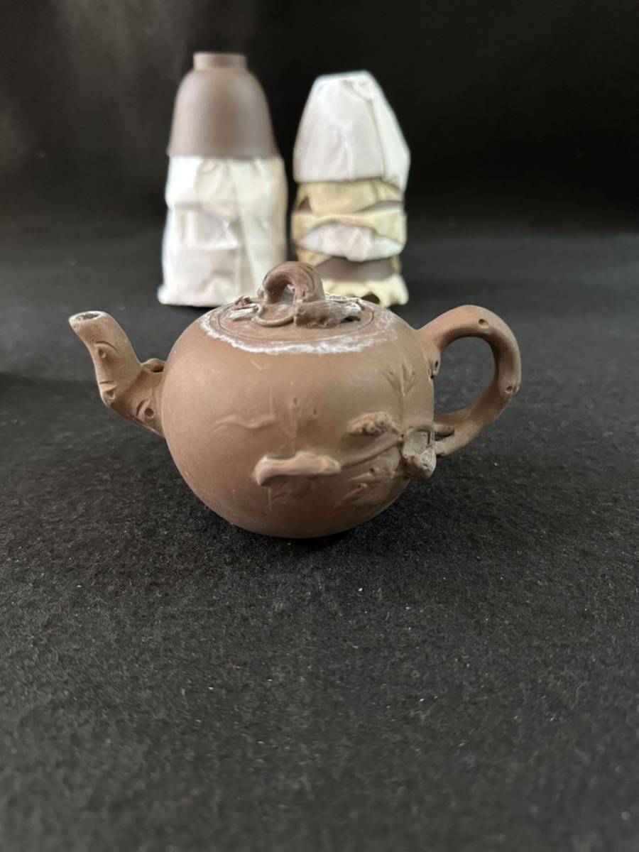 煎茶道具 中国宜興 朱泥 白泥 急須 紫砂 2個グラス10個の画像4
