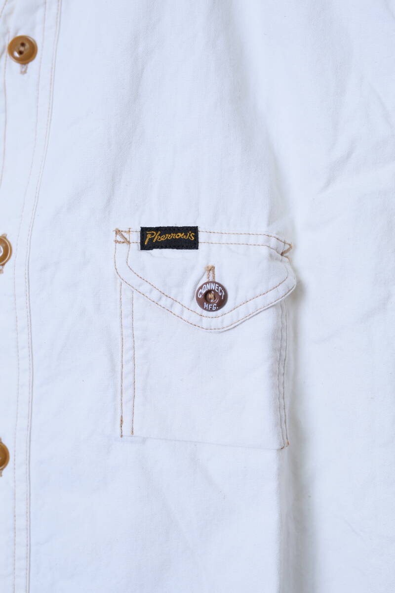 * made in Japan PHERROW\'S Fellows short sleeves shirt old clothes used man men's clothes M white unbleached cloth beige used tops Work American Casual JAPAN