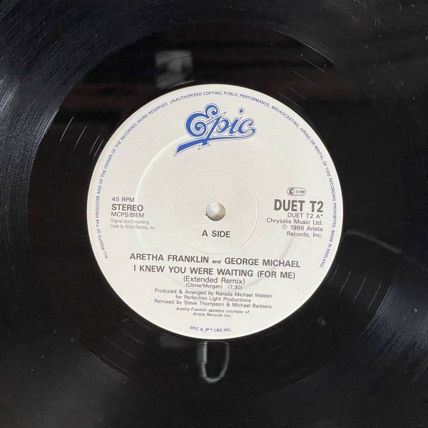19581【US盤★美盤】 Aretha Franklin & George Michael/I Knew You Were Waiting *書き込み有_画像3