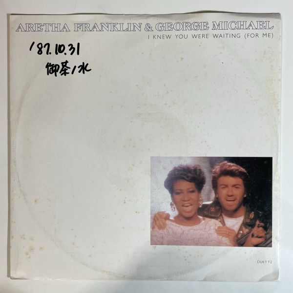 19581【US盤★美盤】 Aretha Franklin & George Michael/I Knew You Were Waiting *書き込み有_画像1