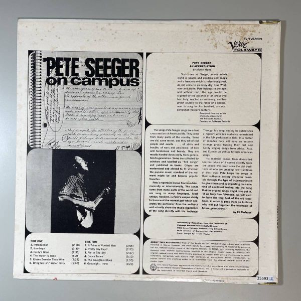 25593【US盤★美盤】 Pete Seeger/On Campus_画像2