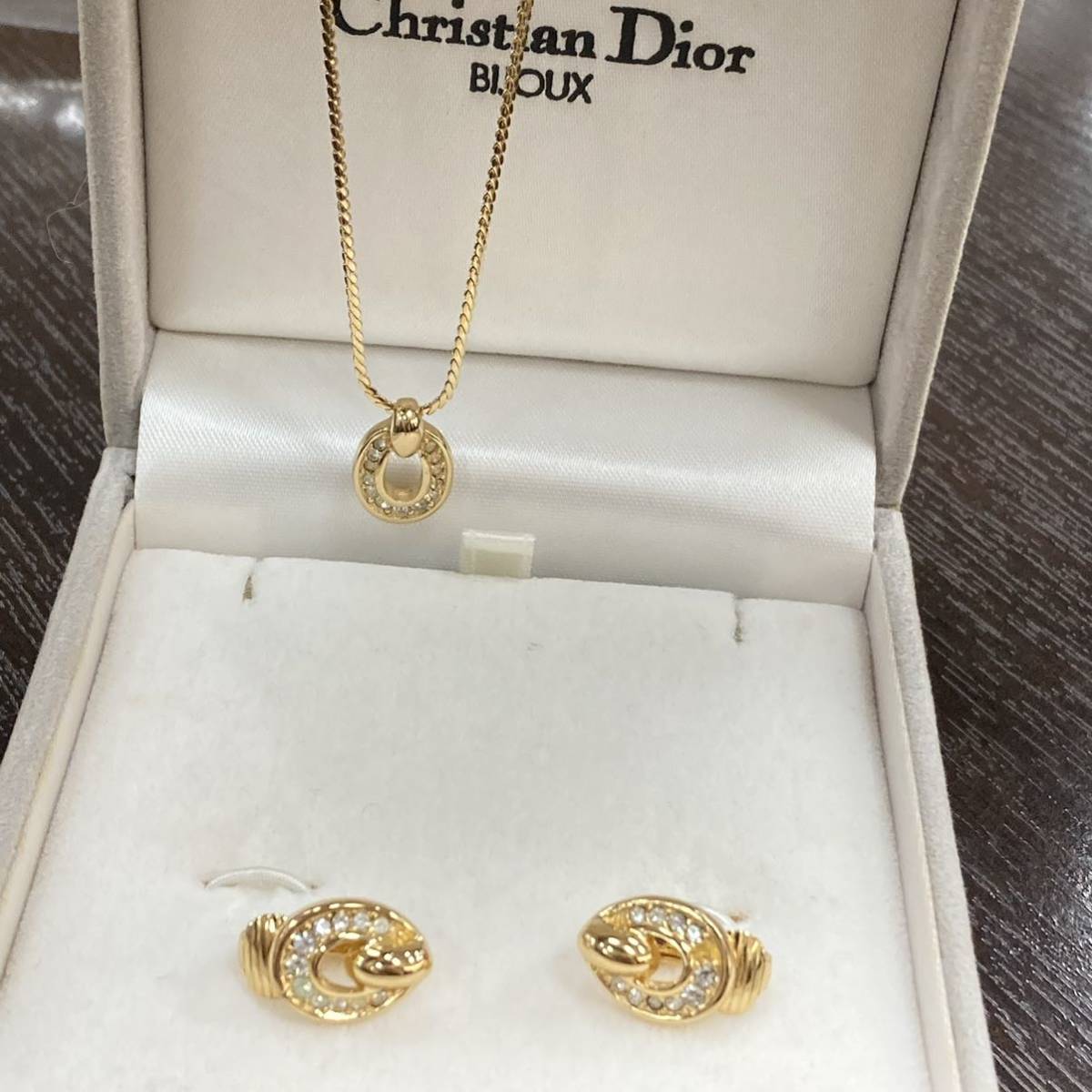 Christian Dior クリスチャンディオール アクセサリー ネックレス イヤリング ラインストーン 箱 レディース ブランド ファッション 人気