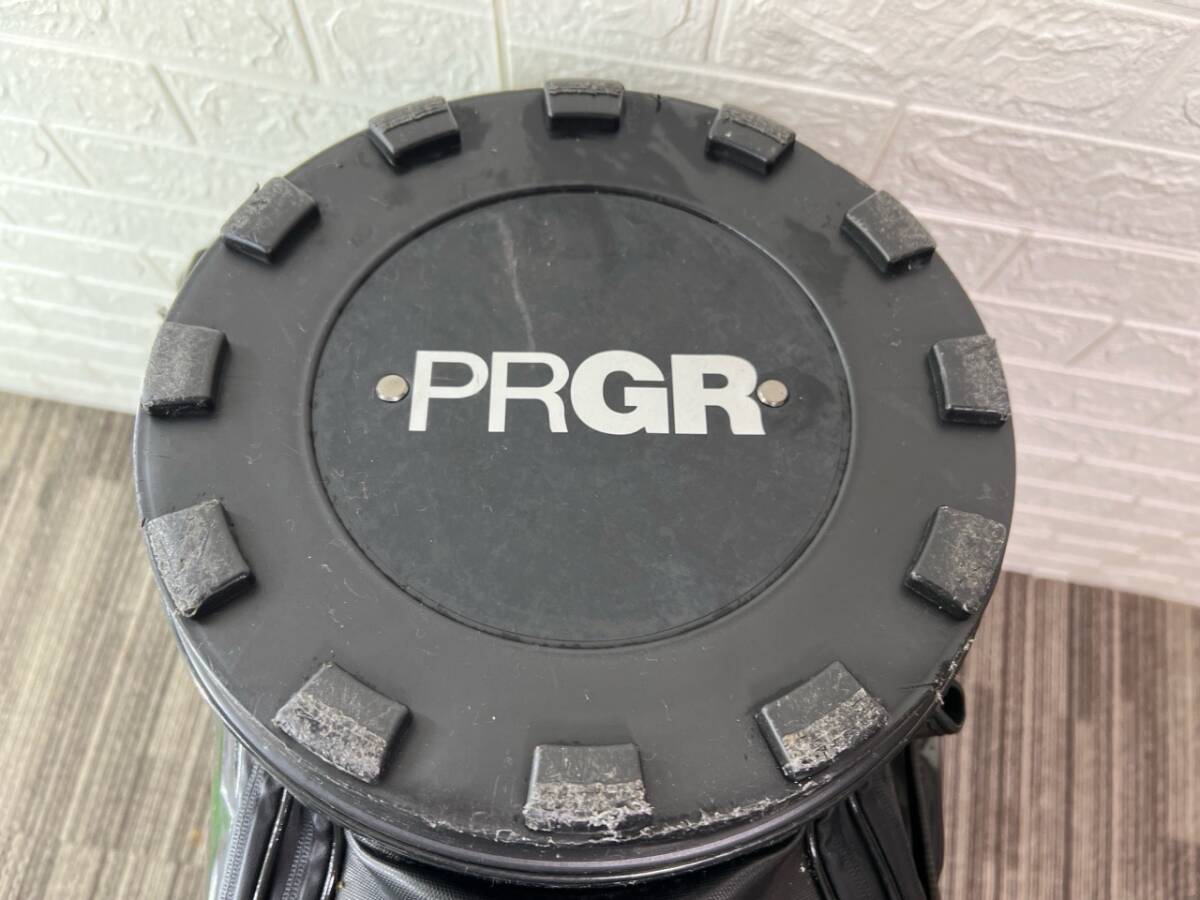 【超希少/激レア】PRGR　矢野東プロ　使用ツアーキャディバッグ　10型　5分割　エナメル製　黒　スポンサーワッペン付_画像9