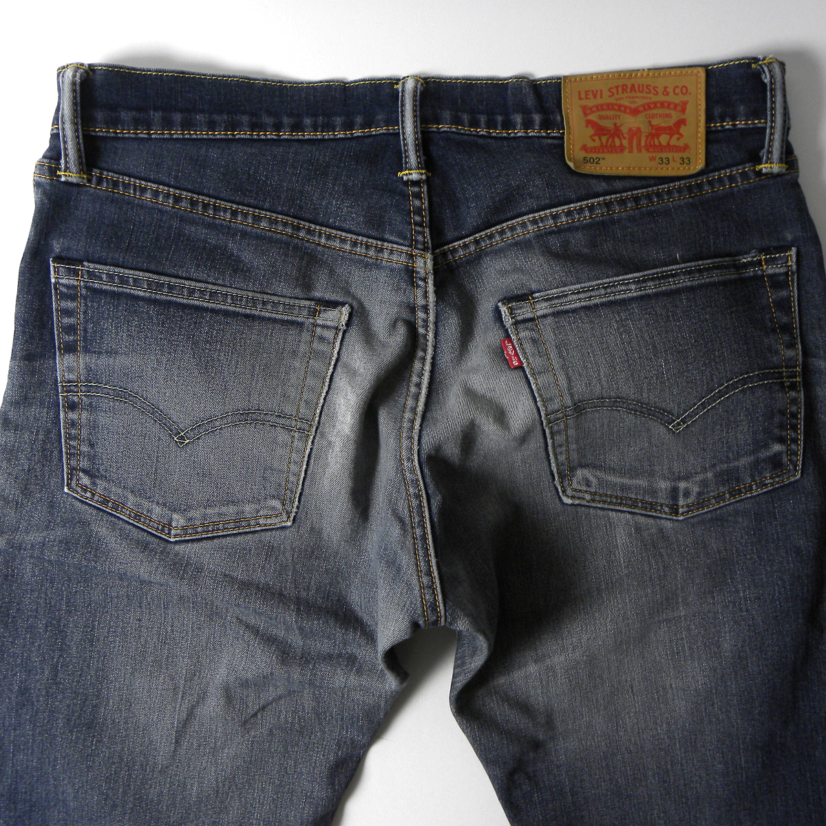 リーバイス Levi's 502 ユーズド加工 テーパードストレートジーンズ デニムパンツ ストレッチ 牛革パッチ W33 m0216-15_画像1