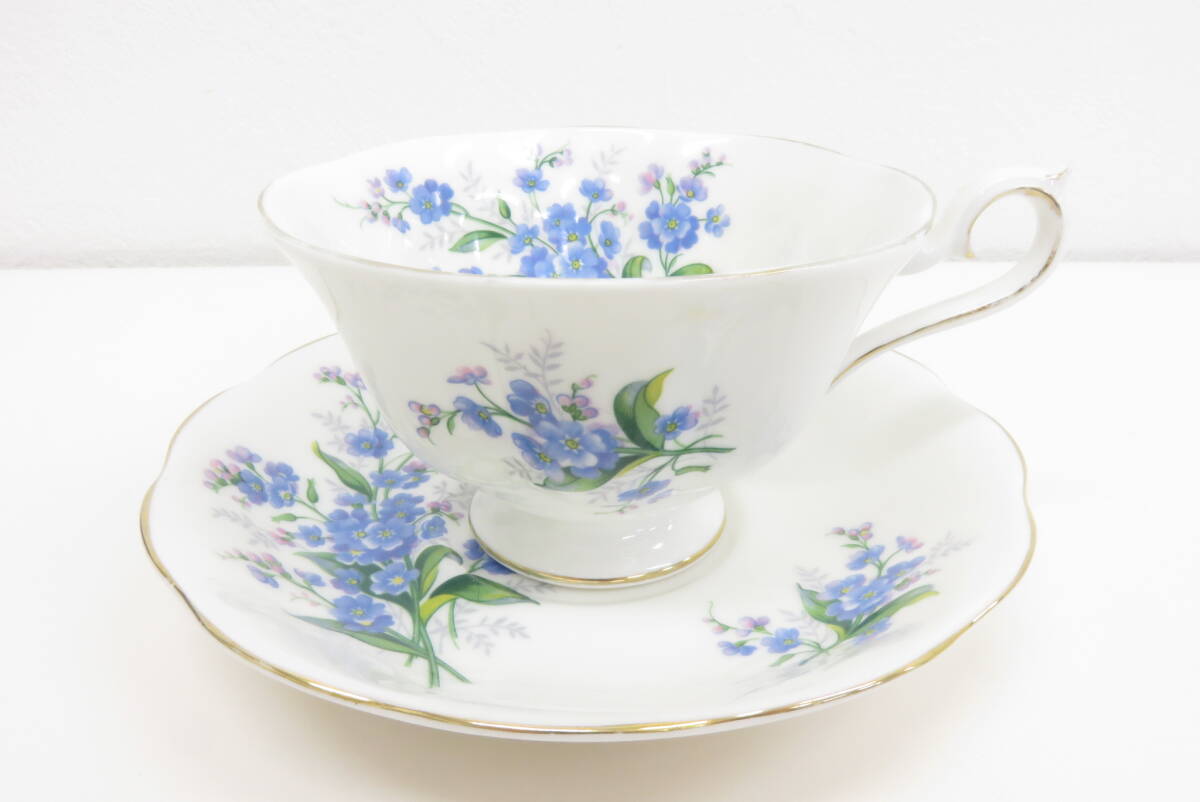 15781 上602-224　カップ＆ソーサー　2客 セット　ロイヤルアルバート　FORGET ME NOT　忘れな草　ROYAL ALBERT　中古品　ヤ60_画像2