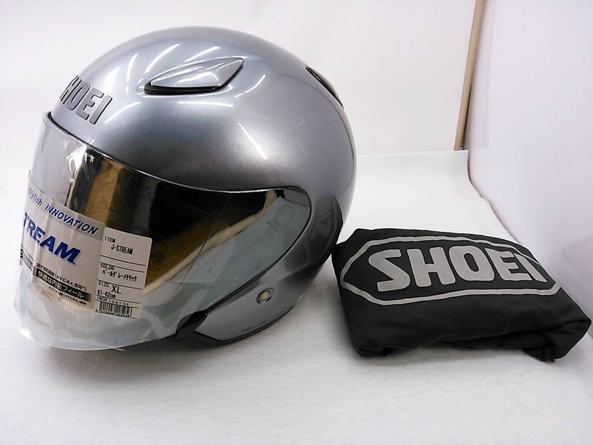 【送料無料】良品 SHOEI ショウエイ J-STREAM Jストリーム Pearl Gray Metallic パールグレーメタリック XLサイズ ミラーシールド付き_画像1