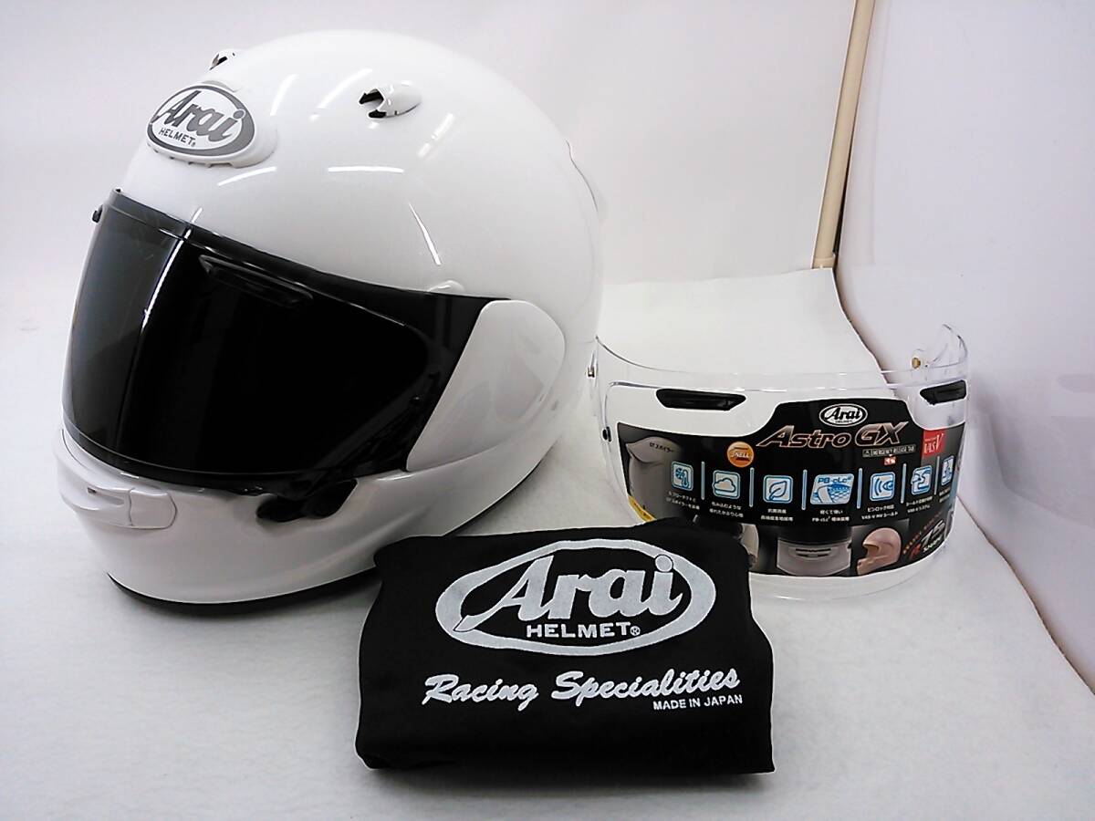 【送料無料】程度上 2022年製 Arai アライ ASTRO-GX ASTRO GX アストロGX GLASS WHITE グラスホワイト XLサイズ スモークシールド付き_画像1