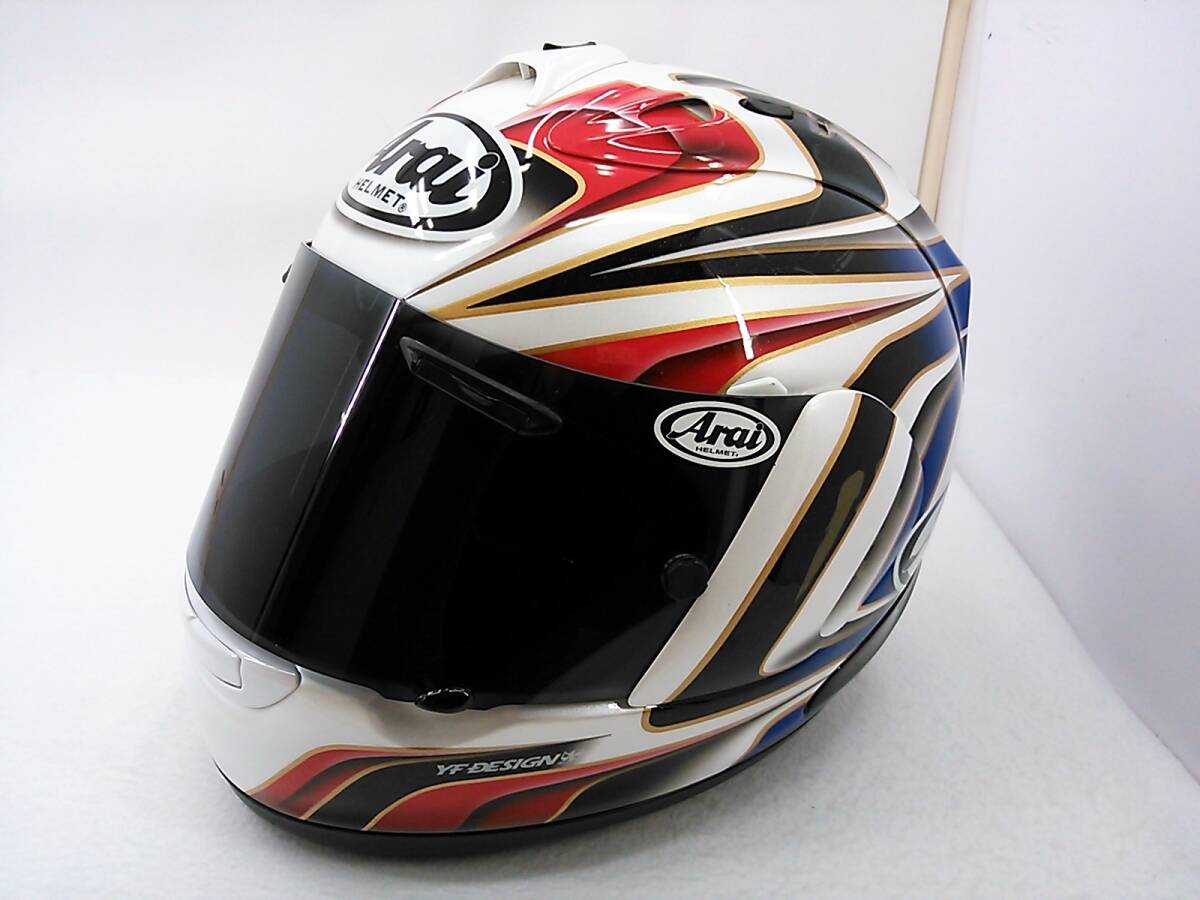 【送料無料】美品 希少カラー Arai アライ RX-7 RR5 AOYAMA GP アオヤマ 青山 XSサイズ スモークシールド付き フルフェイスヘルメット_画像2