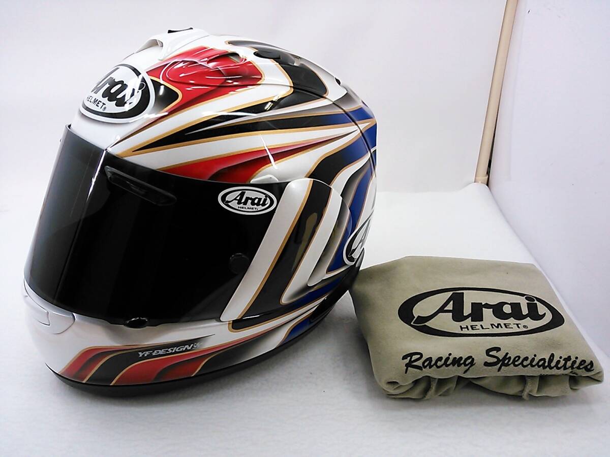 【送料無料】美品 希少カラー Arai アライ RX-7 RR5 AOYAMA GP アオヤマ 青山 XSサイズ スモークシールド付き フルフェイスヘルメット_画像1