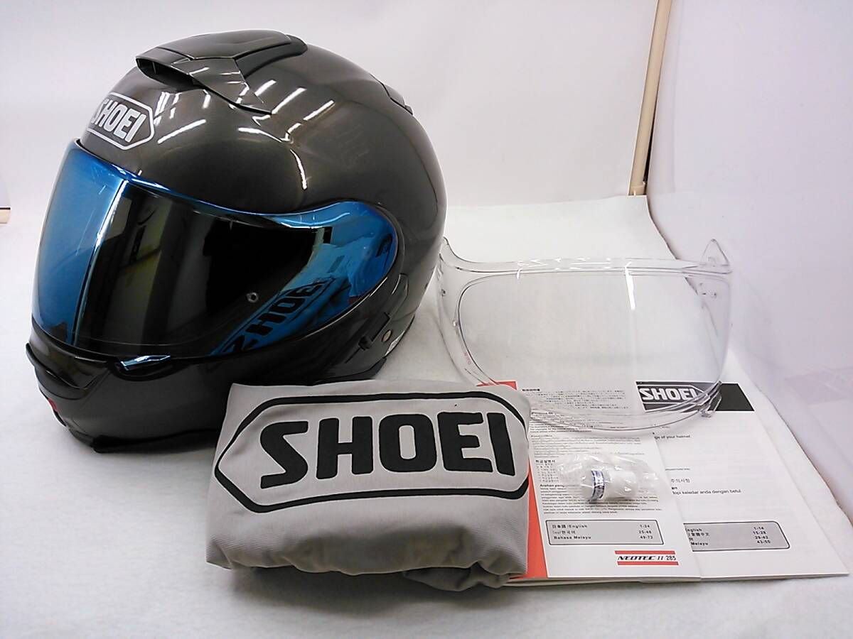 【送料無料】良品 SHOEI ショウエイ NEOTEC2 ネオテック2 アンスラサイトメタリック Lサイズ ミラーシールド付き システムヘルメットの画像1