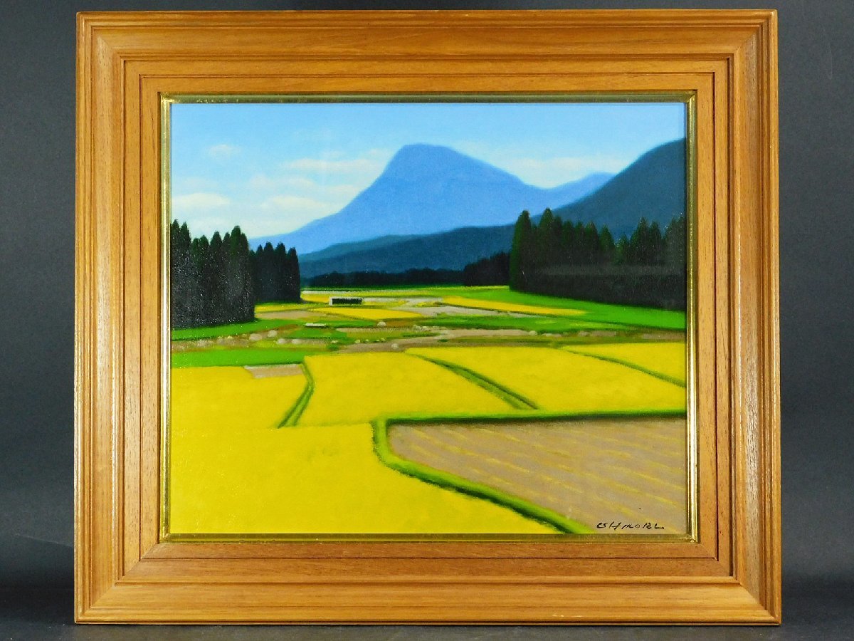  Omori ..[ autumn .. mountain ] canvas oil painting F8 frame less place . rice field . scenery piece exhibition popular painter ka2402N08