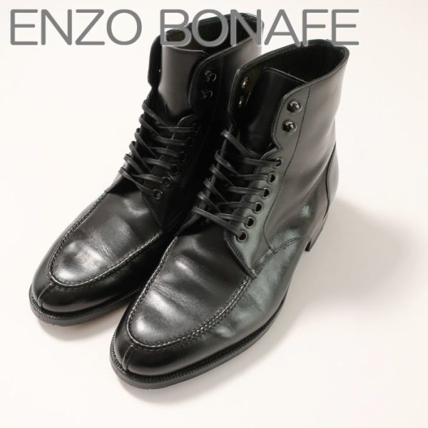 極美品 エンツォ ボナフェ Enzo Bonafe タンカーブーツ/デュプイ社ボックスカーフ/伊製/グッドイヤー/17万/5ハーフ（5131)bjegj